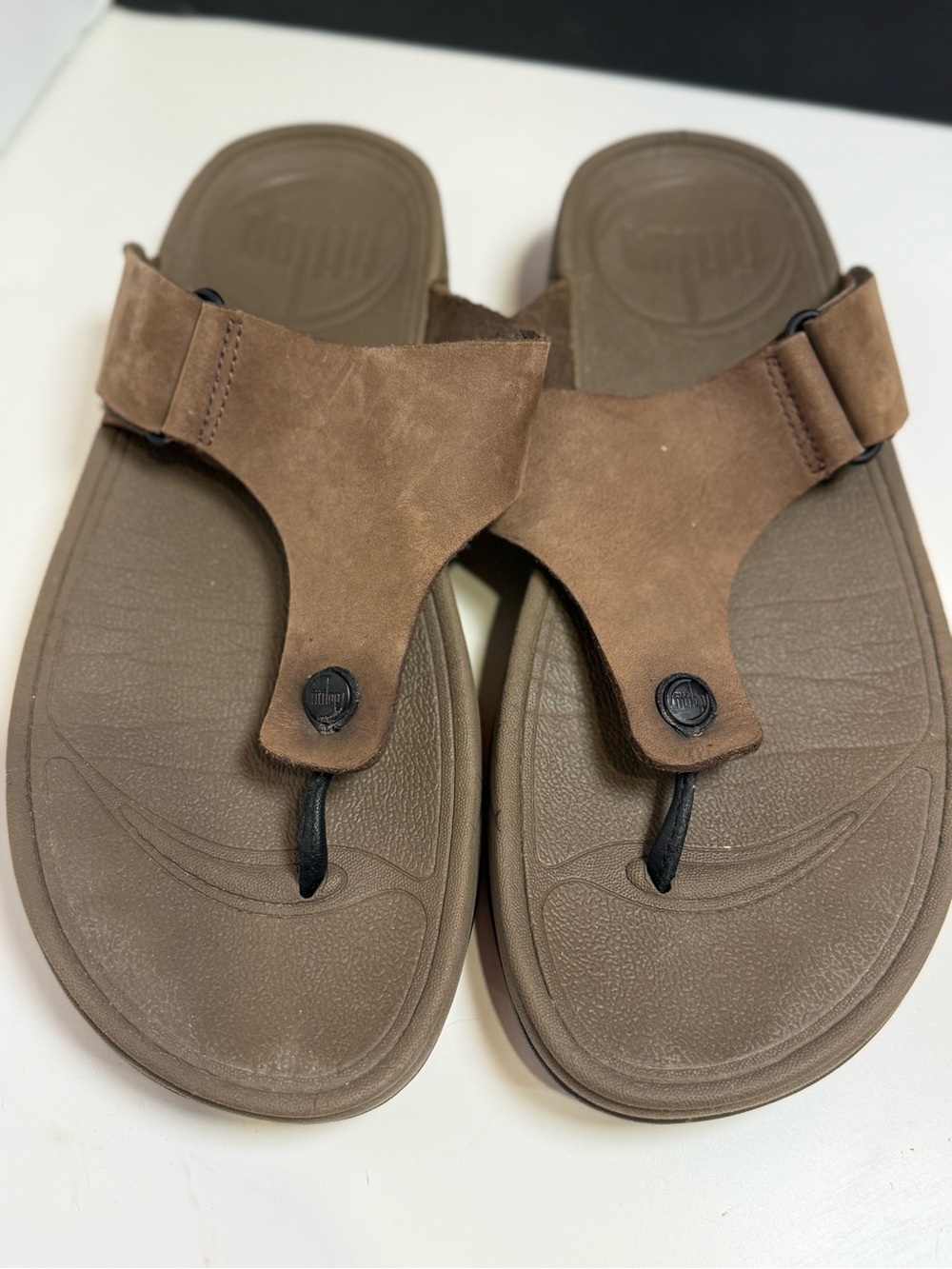FitFlop Trakk II Leather Ergonomic Sandals - Unisex Brown Size US M9 / W10.5